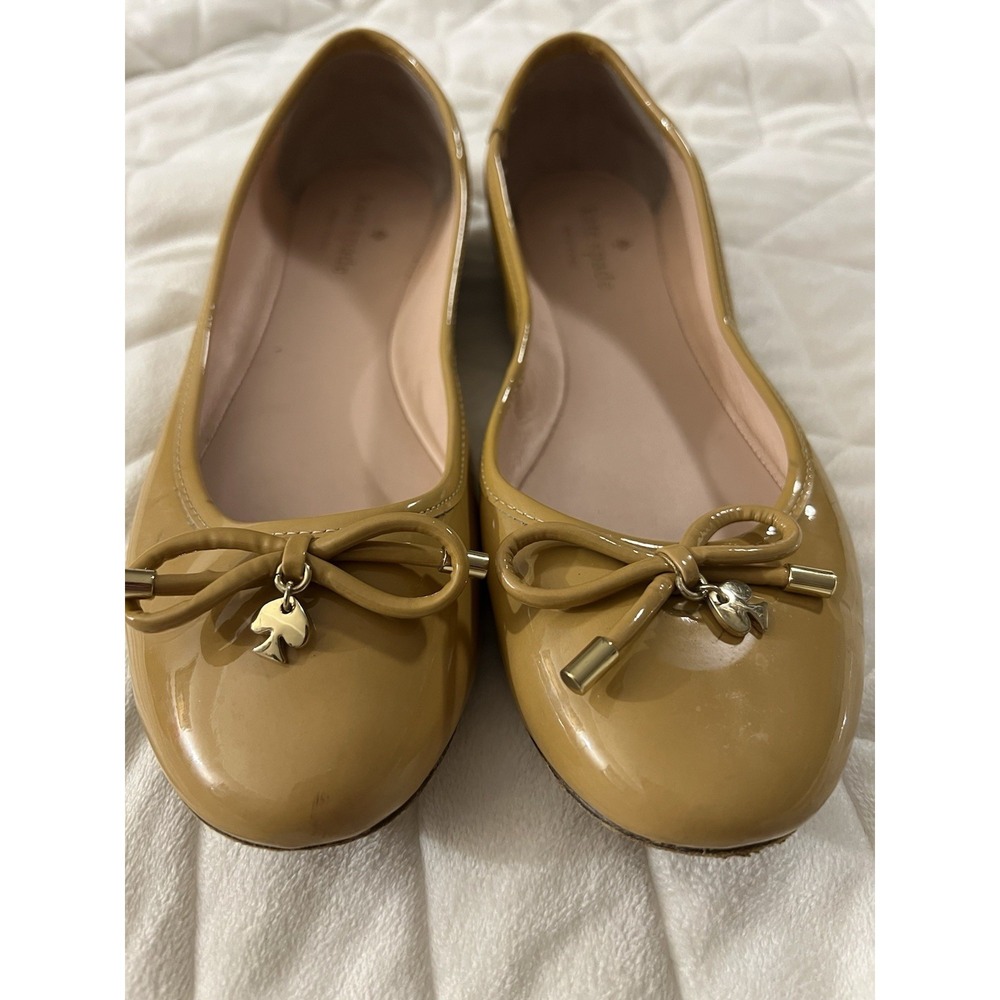 Kate Spade Willa Ballet Flats Size 8 Camel Color Leather Bow